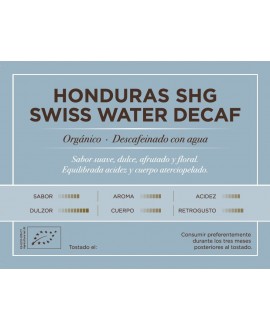 CAFÉ ORIGEN: HONDURAS SWISS WATER DESCAFEINADO (250 GR)