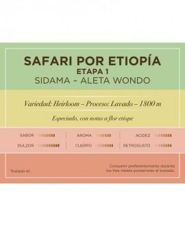 CAFÉ ORIGEN: ETIOPIA - Etapa 1 - SIDAMA - ALETA WONDO (250 GR)