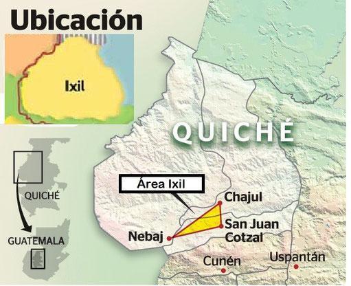 Mapa de la región de Ixil en Guatemala para conocer donde se cultiva café